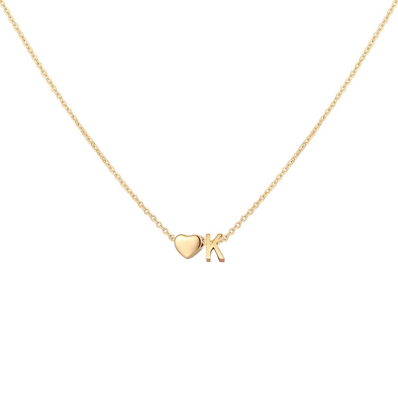 Glimmerst Initial Heart Necklace 18K Gold Plated Stainless Steel Tiny Heart Letter K Necklace Personalized Monogram Name Necklace for Women - Image 1